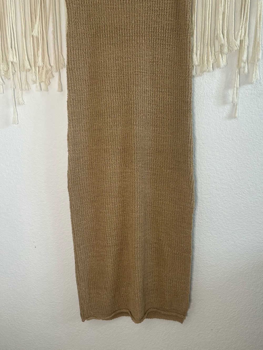 SELF CONTRAST Tan Knit Tank Midi Summer Dress - Picture 5 of 13